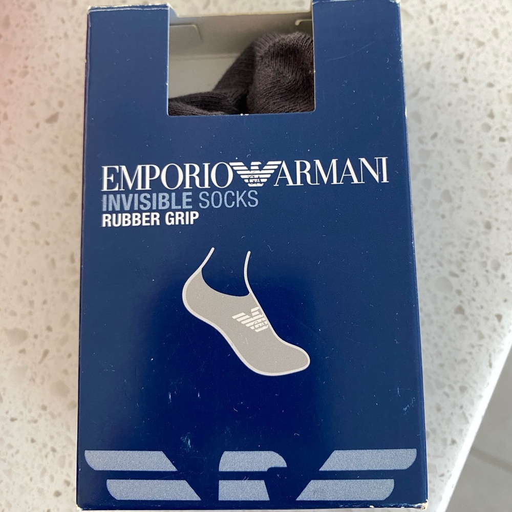 NIB EMPORIO ARMANI CALZA invisible socks rubber grip grey gray